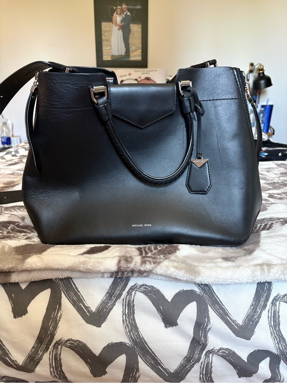 Michael Kors Black Leather Tote Satchel
